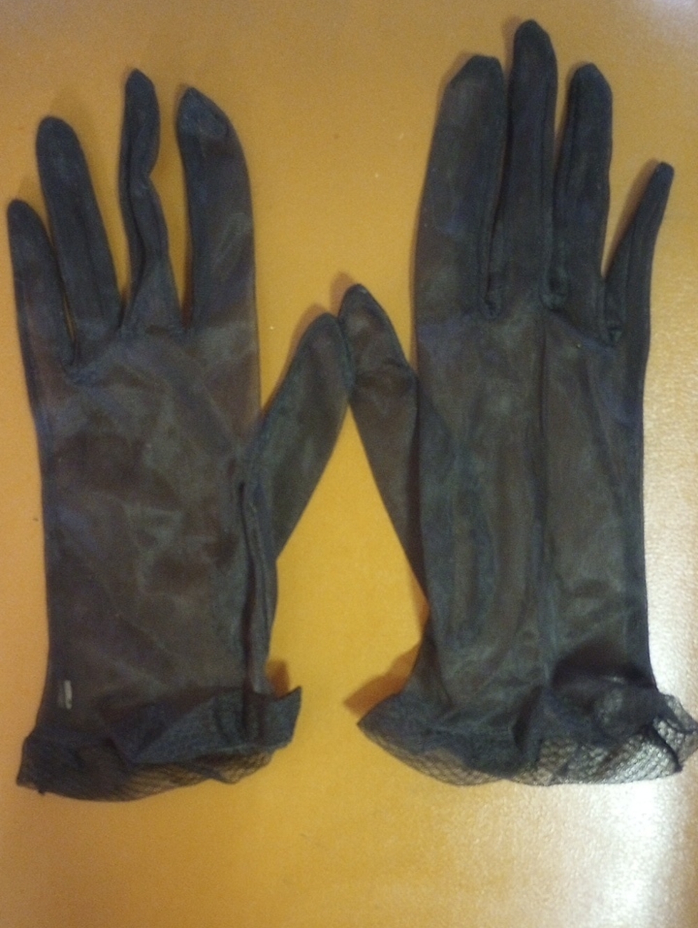 Classic Traditional Neutral Black Formal Prom Vintage Dress Gloves, Very Sheer